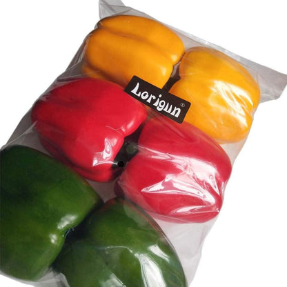 Künstliche Paprika Deko Gemüse 6 Stück rot grün gelb qemuB