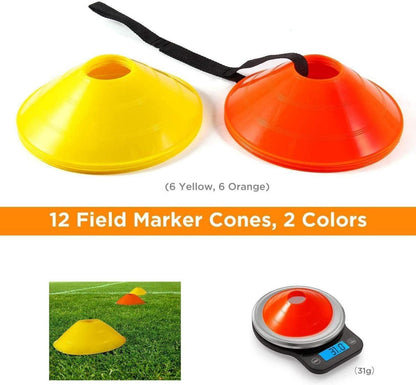 Ohuhu Fußball Trainingsset Kinder Koordinationsleiter 12 Hütchen Zubehör Tragetasche gelb