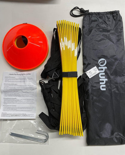 Ohuhu Fußball Trainingsset Kinder Koordinationsleiter 12 Hütchen Zubehör Tragetasche gelb