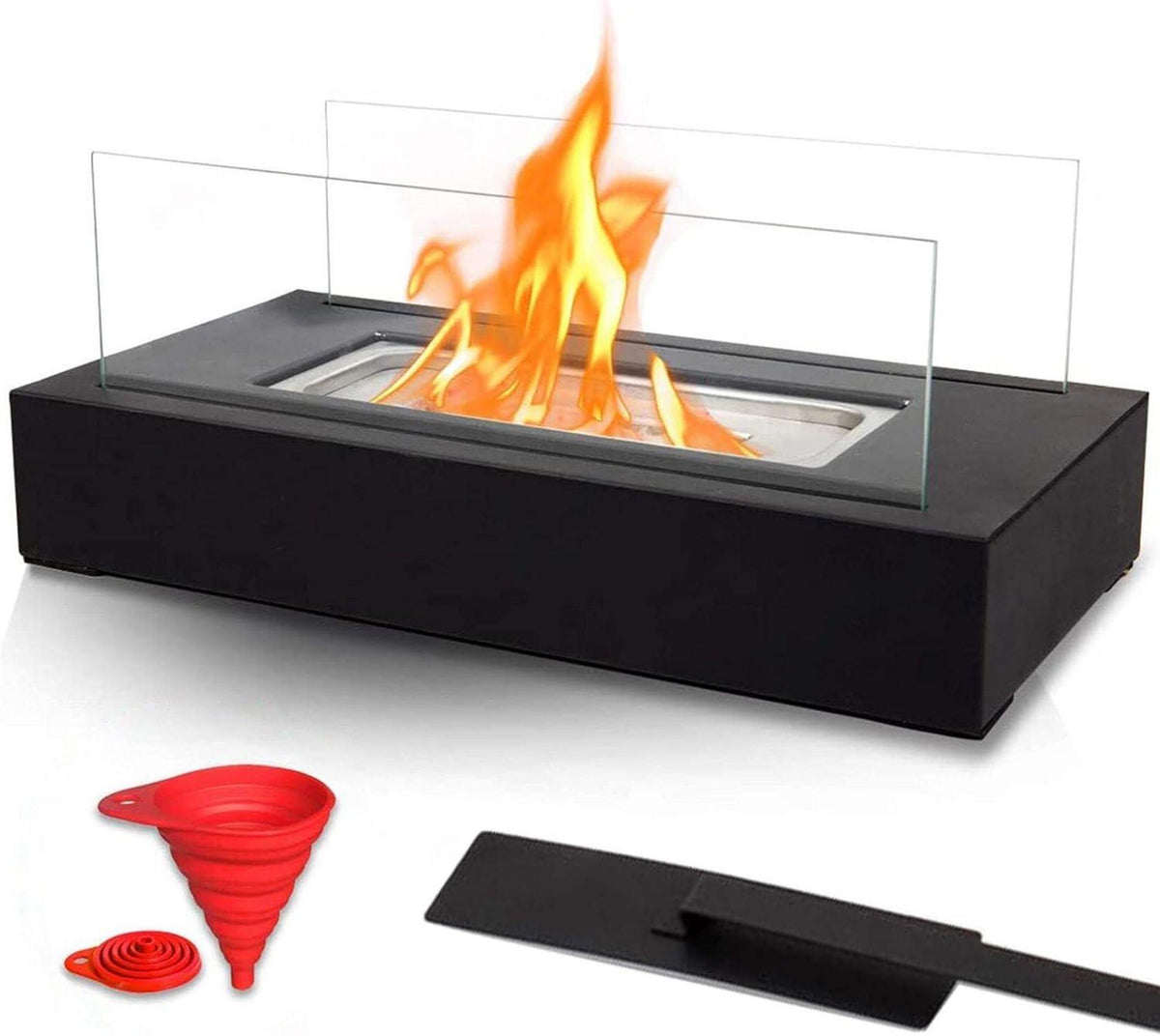 Tragbarer Bio Ethanol Kamin Tischfeuer mit Löschhilfe und Trichter