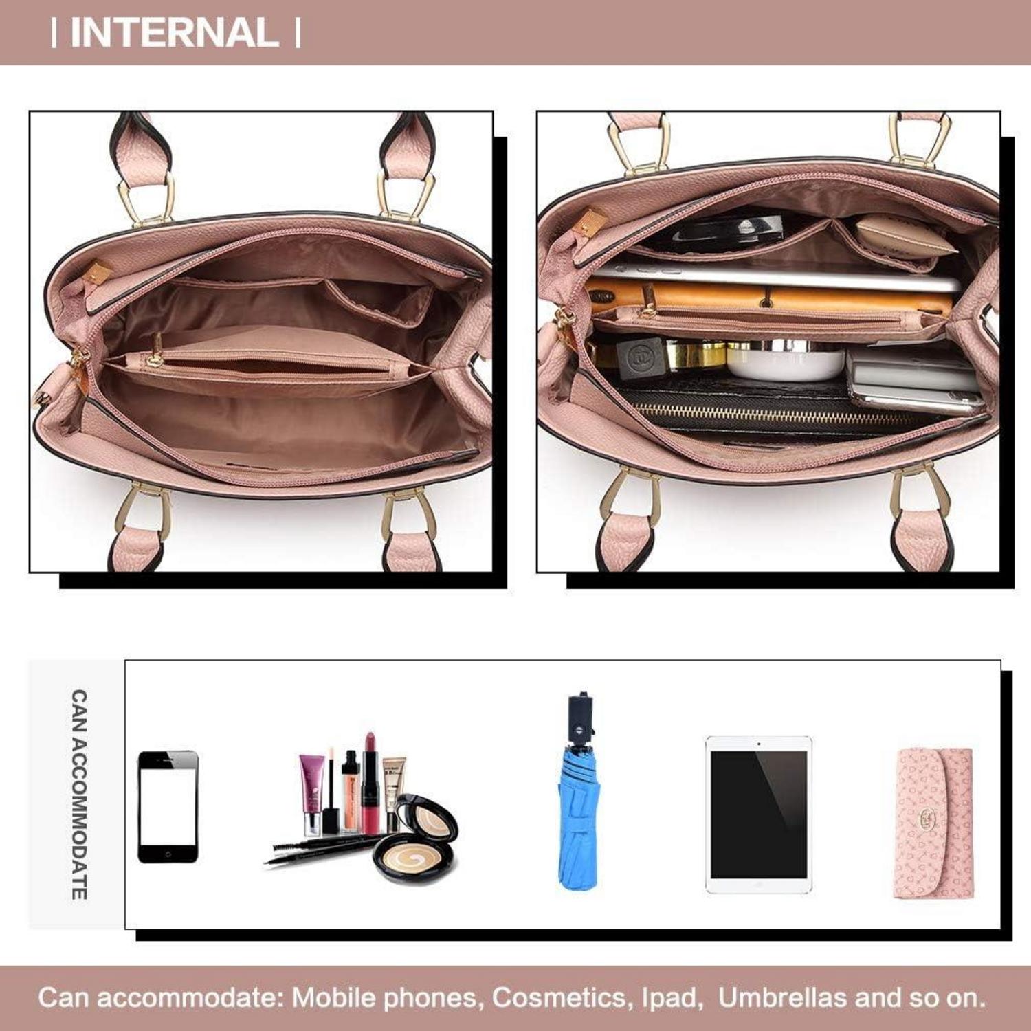 Miss Lulu Damen Handtasche Mittelgroß Rosa Lychee Muster Stofffutter