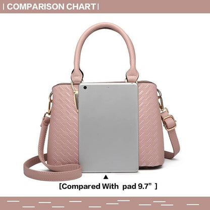 Damen Handtasche Mittelgroß Lychee Muster Schultertasche PU-Leder Elegante