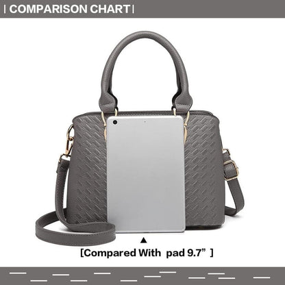 Exquisite Handtasche Damen Lychee Muster mittelgroß Grau