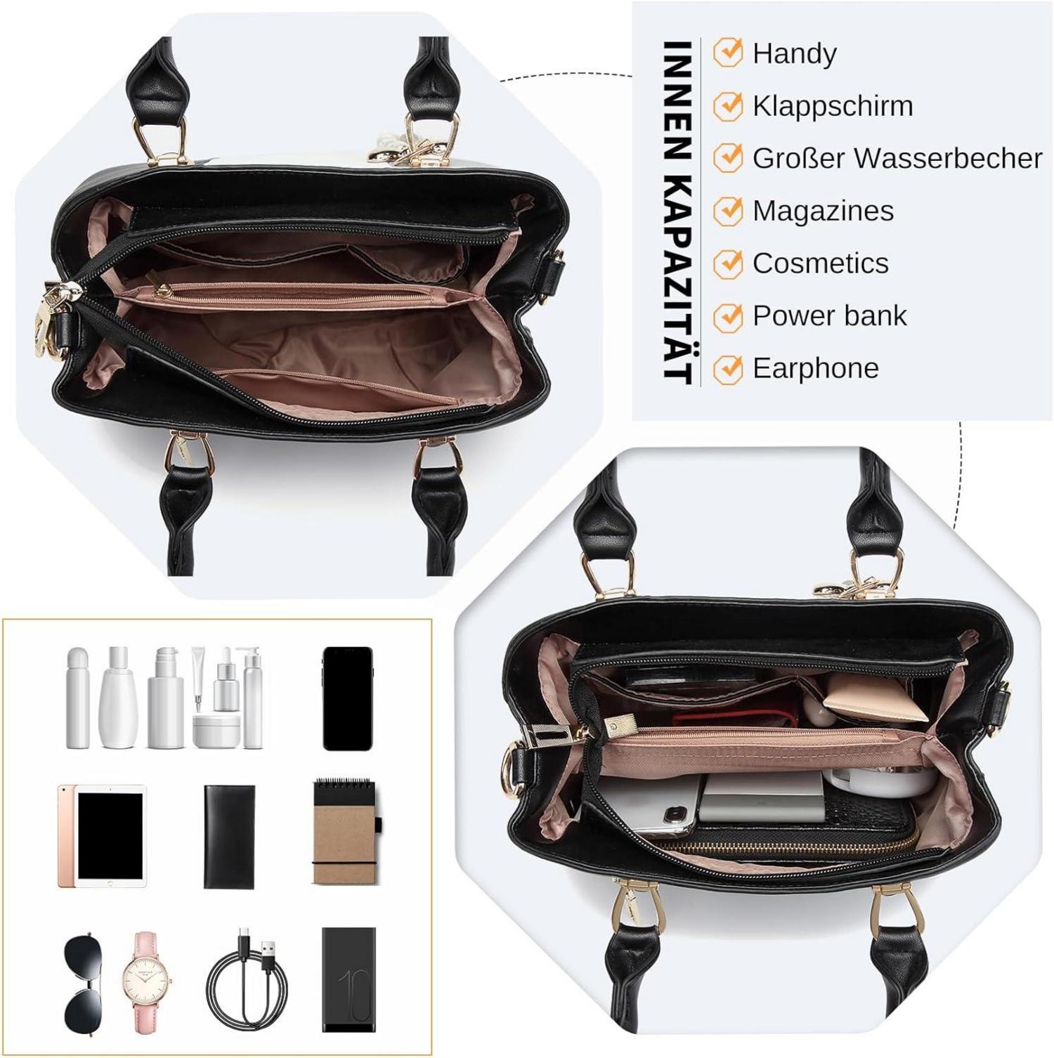 Damen Handtasche Mittelgroß Multicolor Henkeltasche Elegant