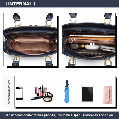 Miss Lulu Damen Handtasche Mittelgroß Blau Lychee Muster