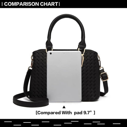Miss Lulu Damen Handtasche Lychee Muster Mittelgroß Kunstleder Goldfarbe