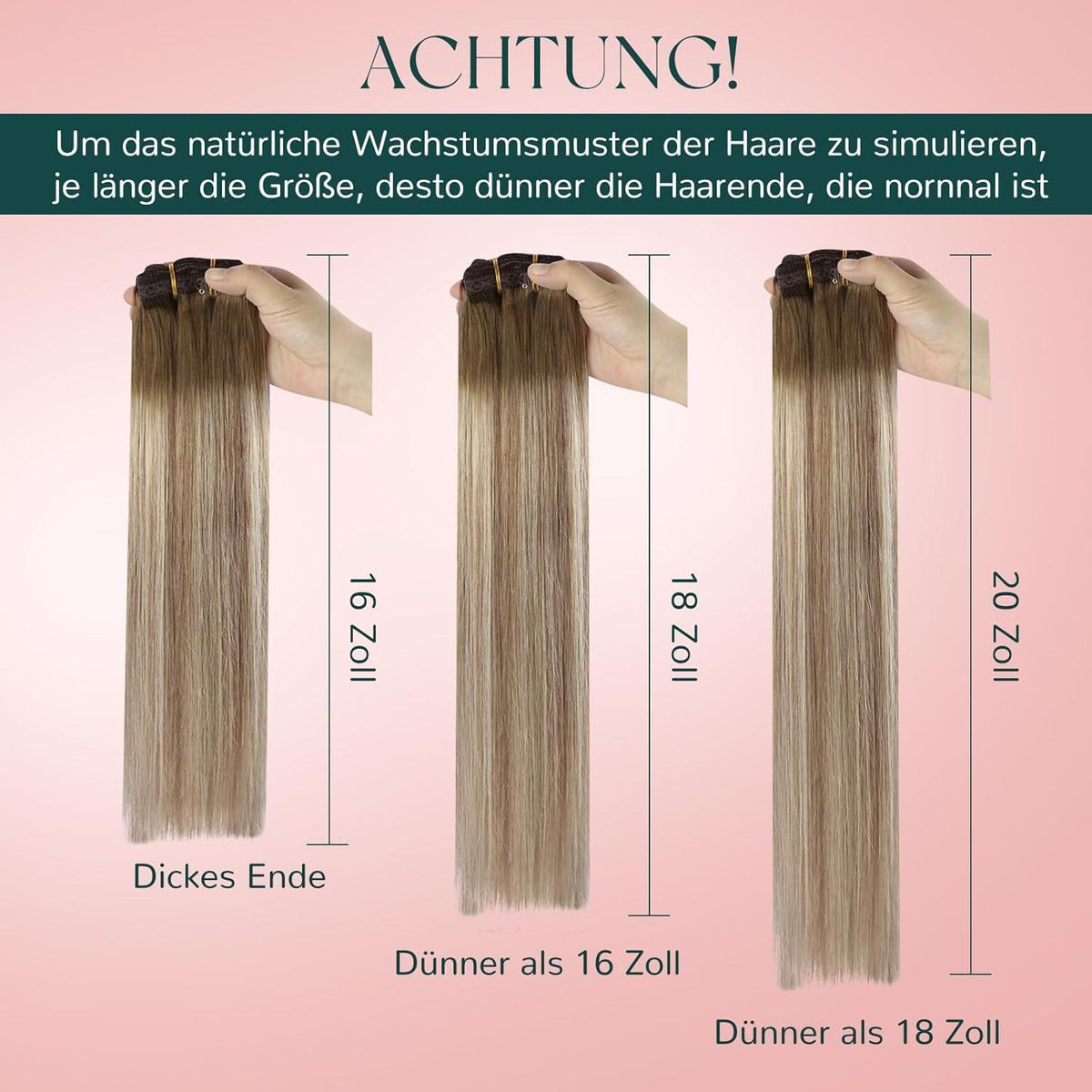 Echthaar Clip-in Extensions Ombre Blond bis Dunkelbraun