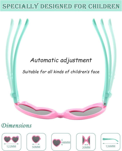 Niedliche Herzförmige Polarisierte Sonnenbrille für Kinder Flexibler