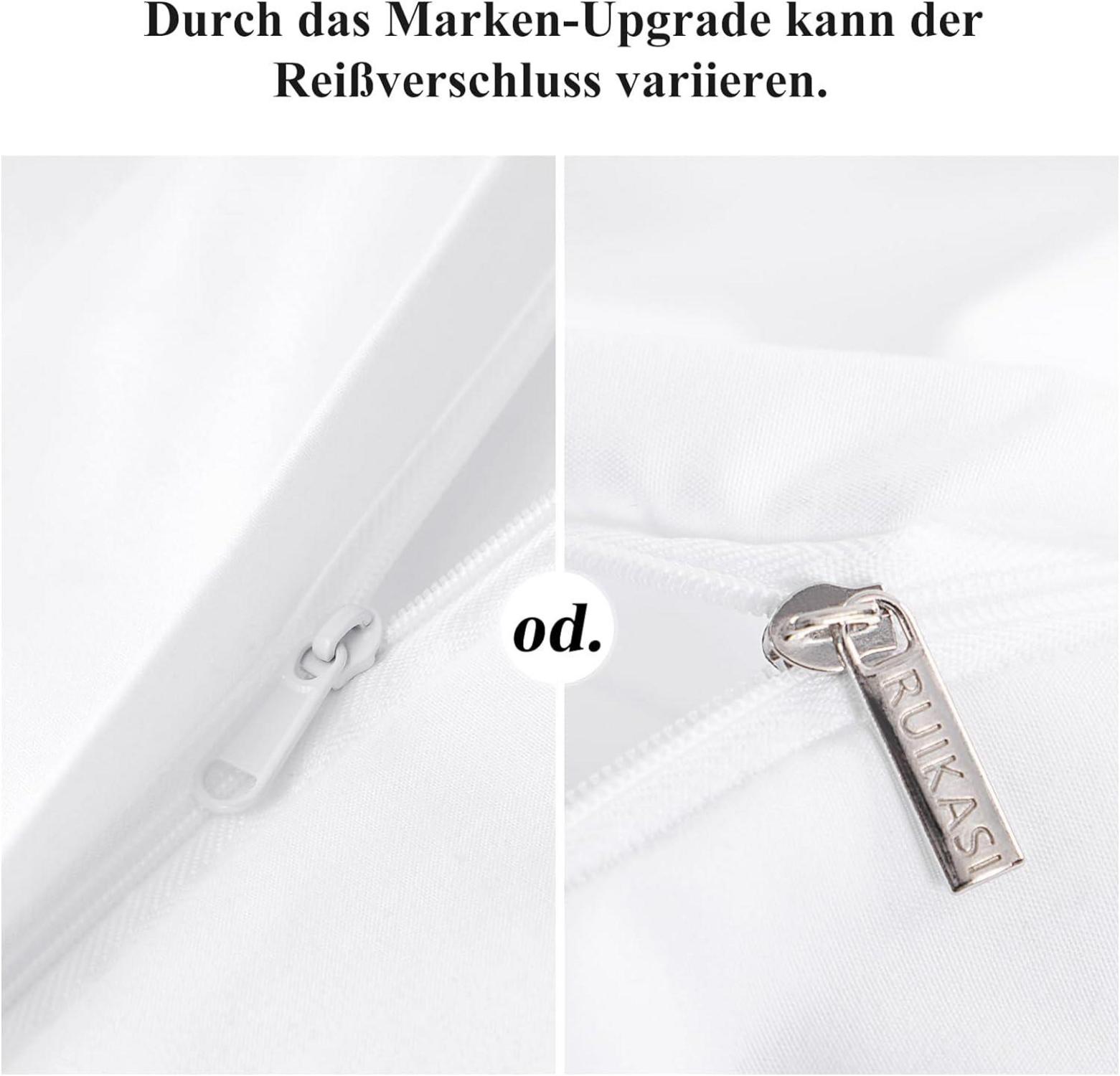 Bettwäsche Set 220x240 3teilig Weiß Mikrofaser Reißverschluss