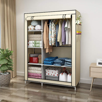 UDEAR Kleiderschrank Faltschrank Canvas Beige 105x45x170 cm