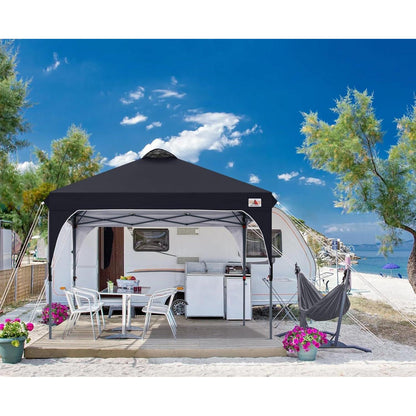 Pop-Up Pavillon 2,5x2,5m wasserdicht mit Roll-Tragetasche Schwarz