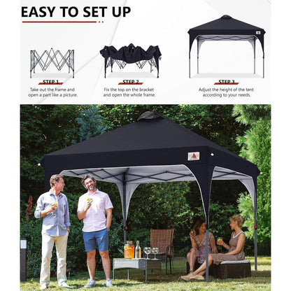 Pop-Up Pavillon 2,5x2,5m wasserdicht mit Roll-Tragetasche Schwarz