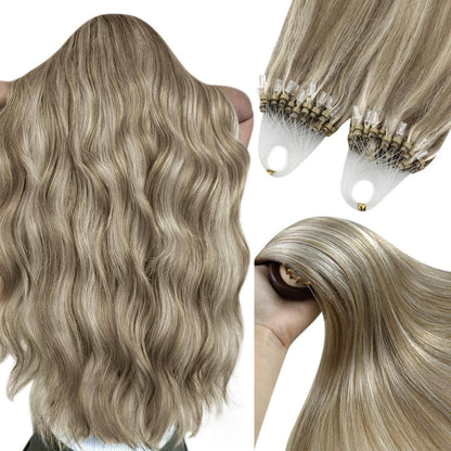 Echthaar Micro Ring Extensions Hellbraun 45cm