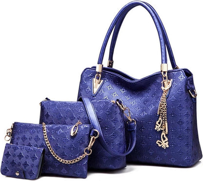 Damen Handtaschen Set Mode 4-teilig Mittelgroß Schultertasche Clutch