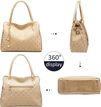 Damen Handtaschen Set Mode 4-teilig Mittelgroß Schultertasche Clutch