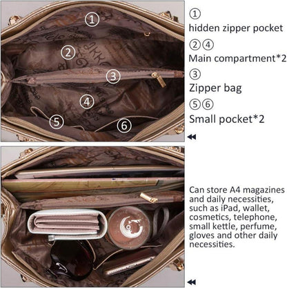 Damen Handtaschen Set Mittelgroß Umhängetasche Portemonnaie Clutch