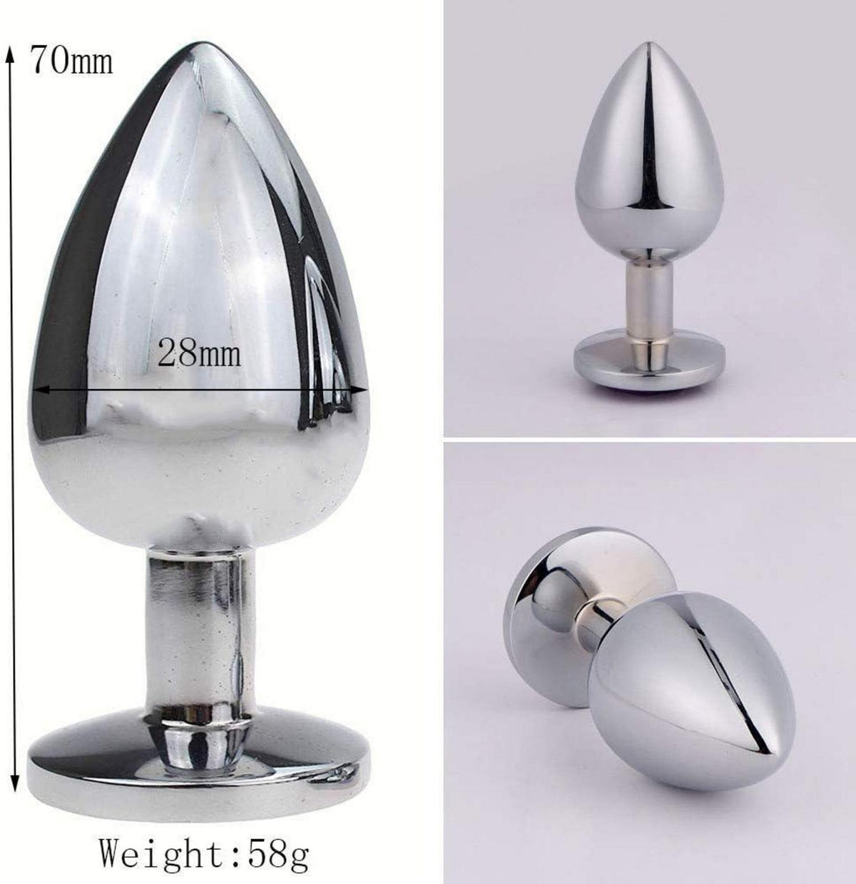 Kleiner Crystal Analplug Set Weiß Metall 27mm Butt Plug