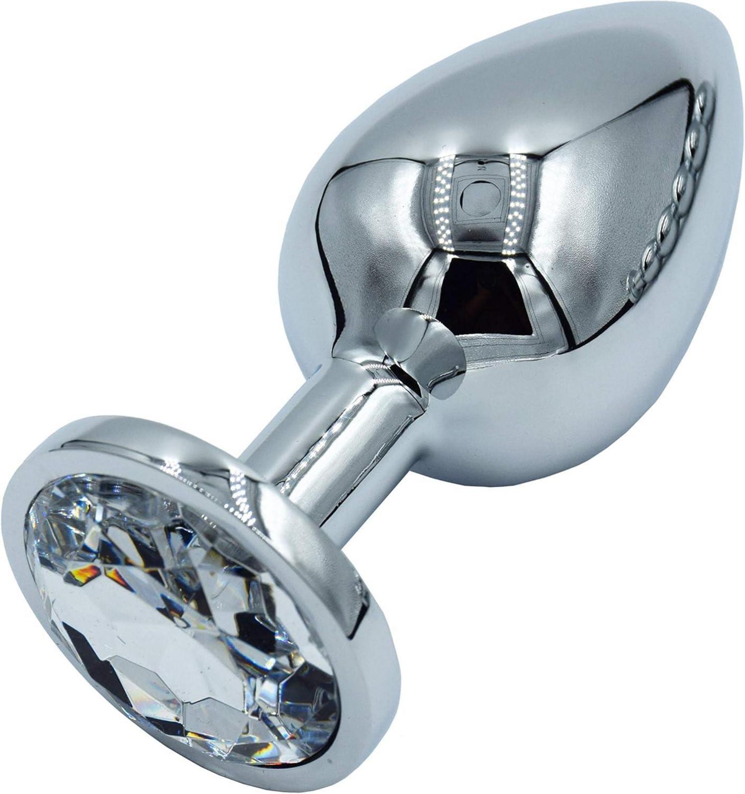 Metall Anal Butt Plug 34mm Medium Set weiß Analplug