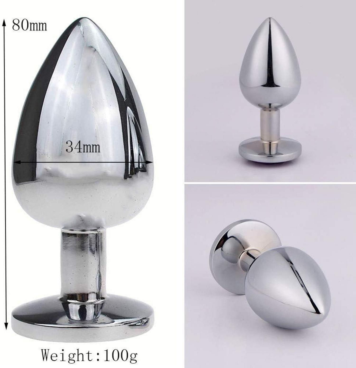 Metall Anal Butt Plug 34mm Medium Set Weiß Frauen Männer