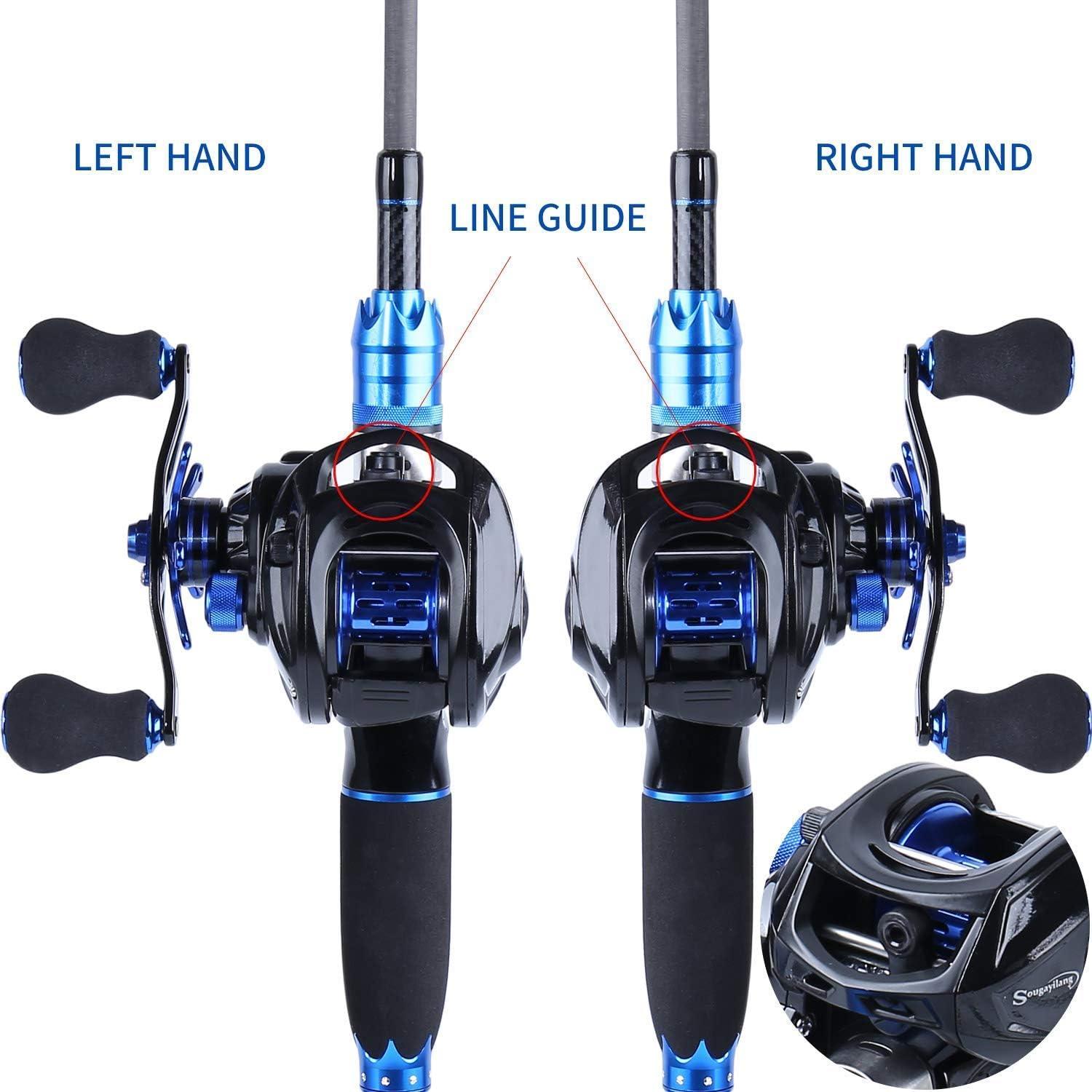 Sougayilang Angelrolle und Angelruten Combos, 24-Tonnen, Baitcasting, 7.0:1, 1.8M mit Rechtshänderrolle