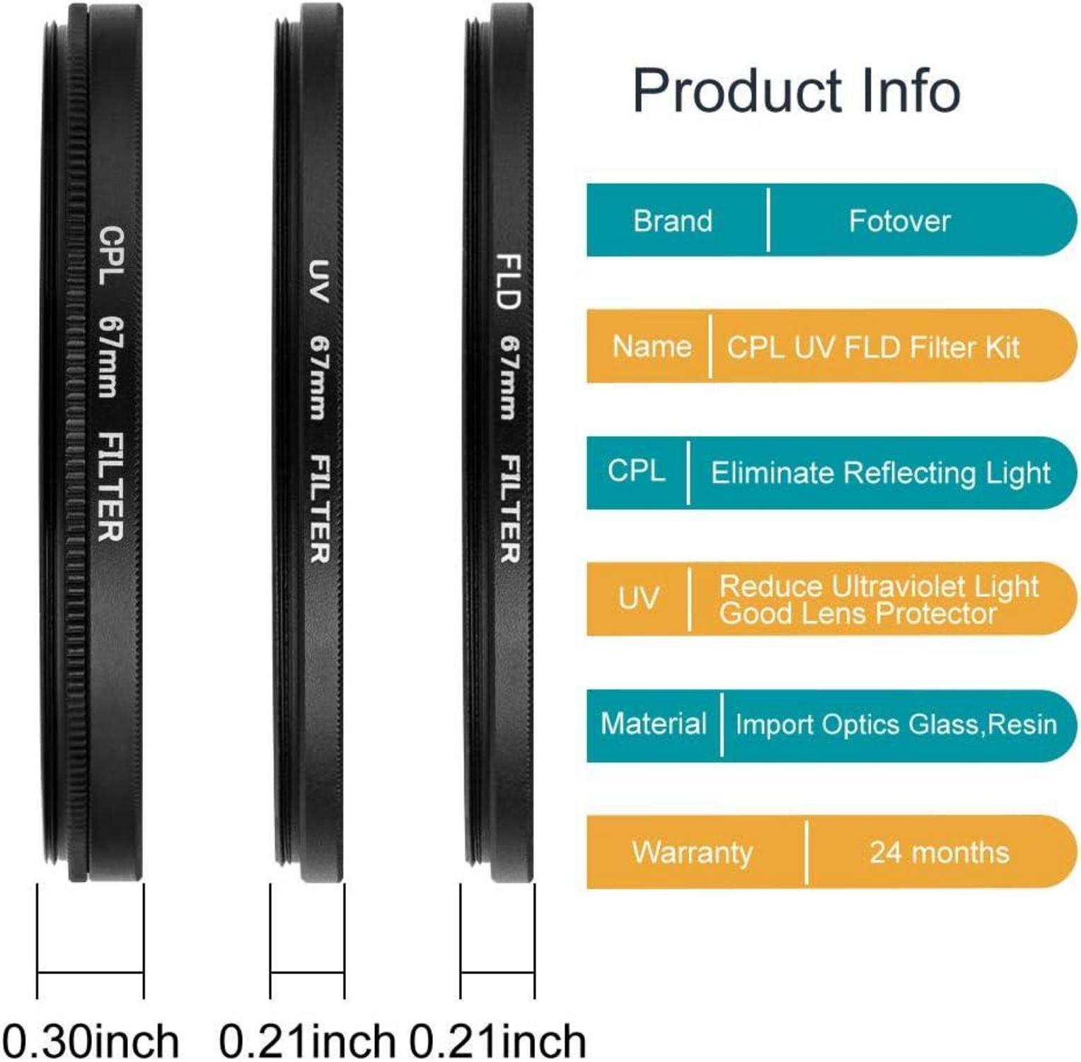UV CPL FLD Filter-Set 67 mm für Kamera Universal Kit