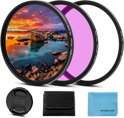 77mm Filter Kit UV CPL FLD Set mit Objektivdeckel & Reinigungstuch