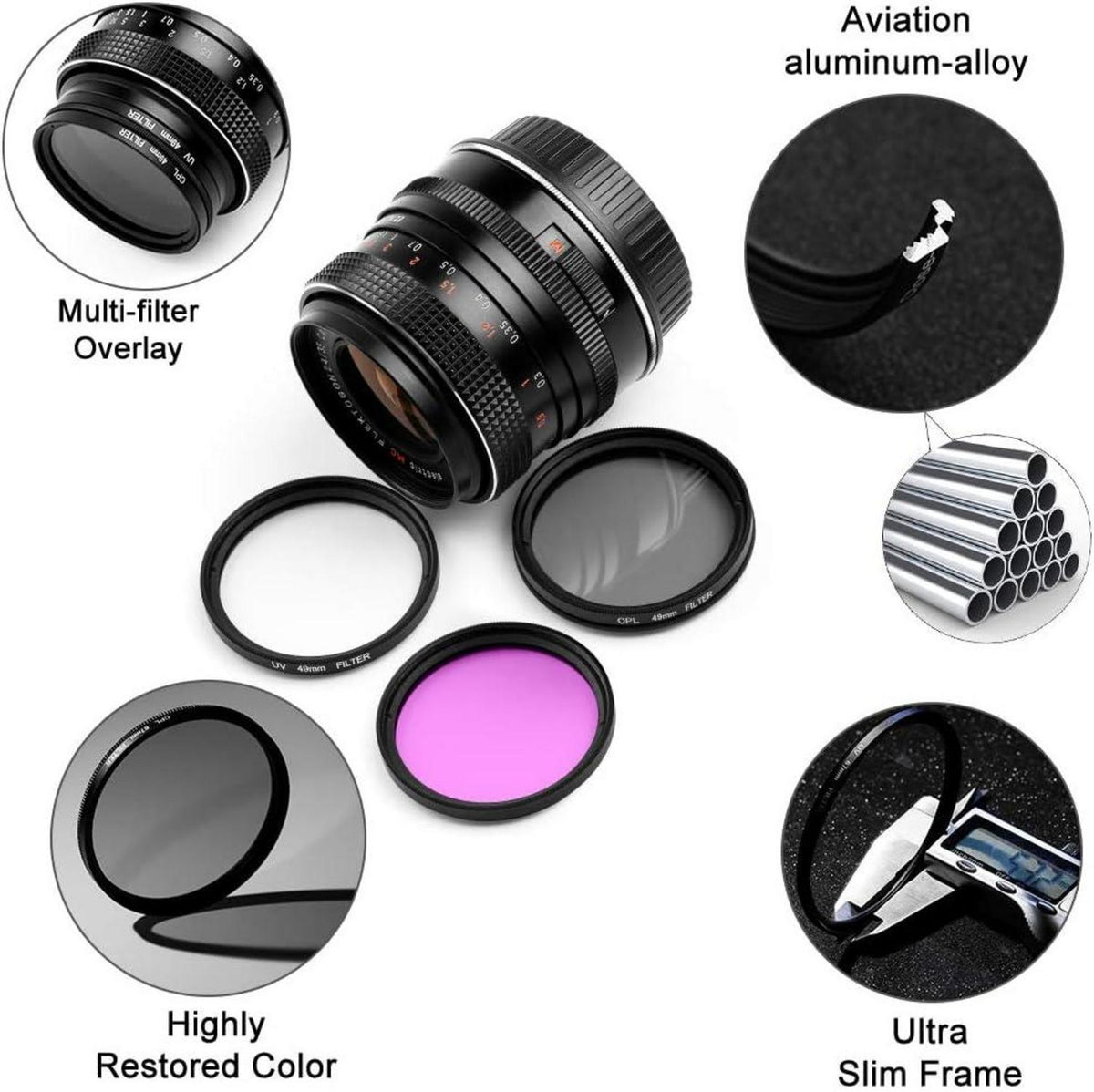 52mm Filter Kit UV CPL FLD für Canon Nikon Sony Kamera