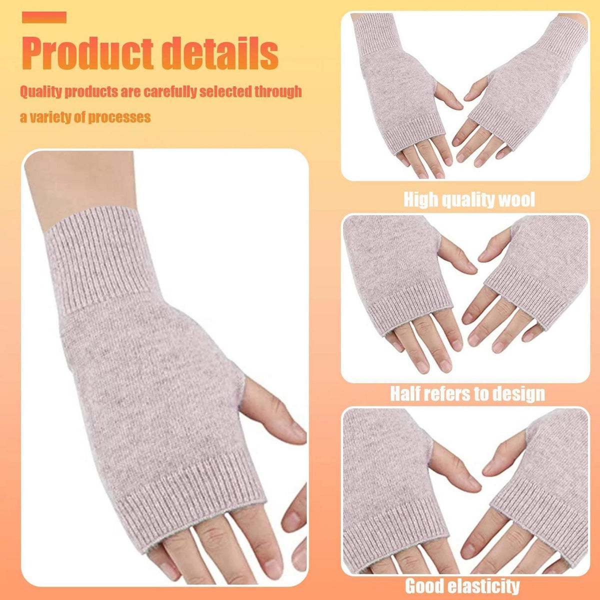 Damen Fingerlose Handschuhe Khaki Gestrickt Warm Kuschelweich