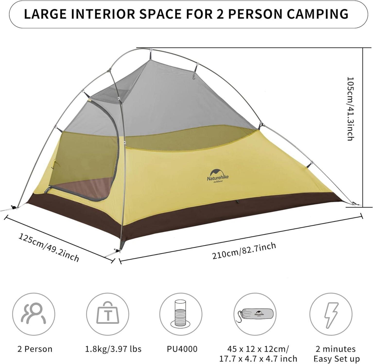 Ultraleichtes Campingzelt Cloud Up 2 - 2 Personen, 3-4