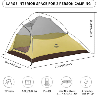 Ultraleichtes Campingzelt Cloud Up 2 - 2 Personen, 3-4