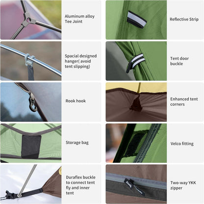 Naturehike Cloud up 2 Ultraleichtes Campingzelt 2 Personen 3-4 Saison Green