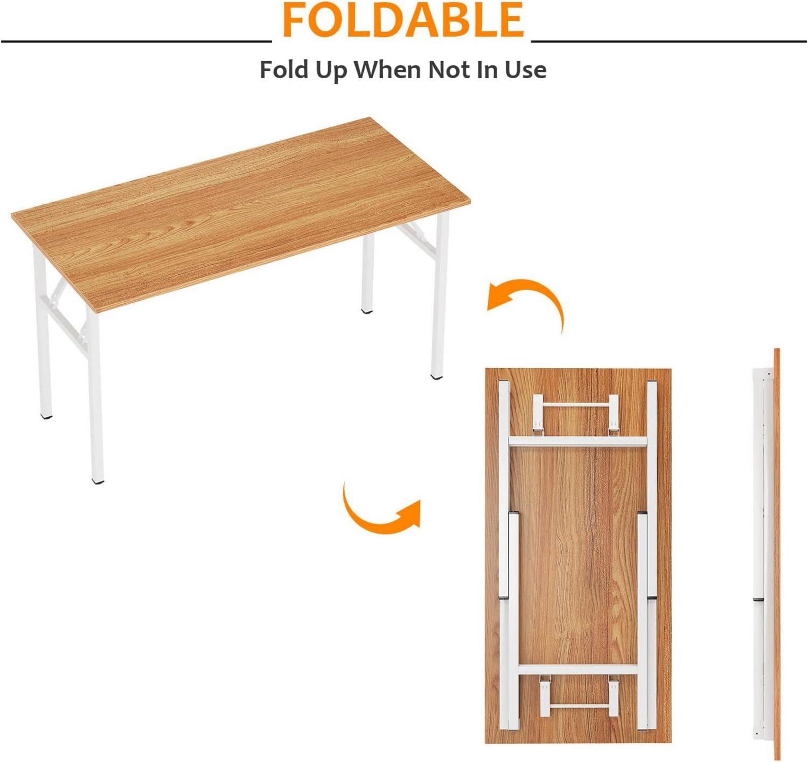 Klapptisch Computertisch 100x60x75 cm Schreibtisch Teak & Weiss