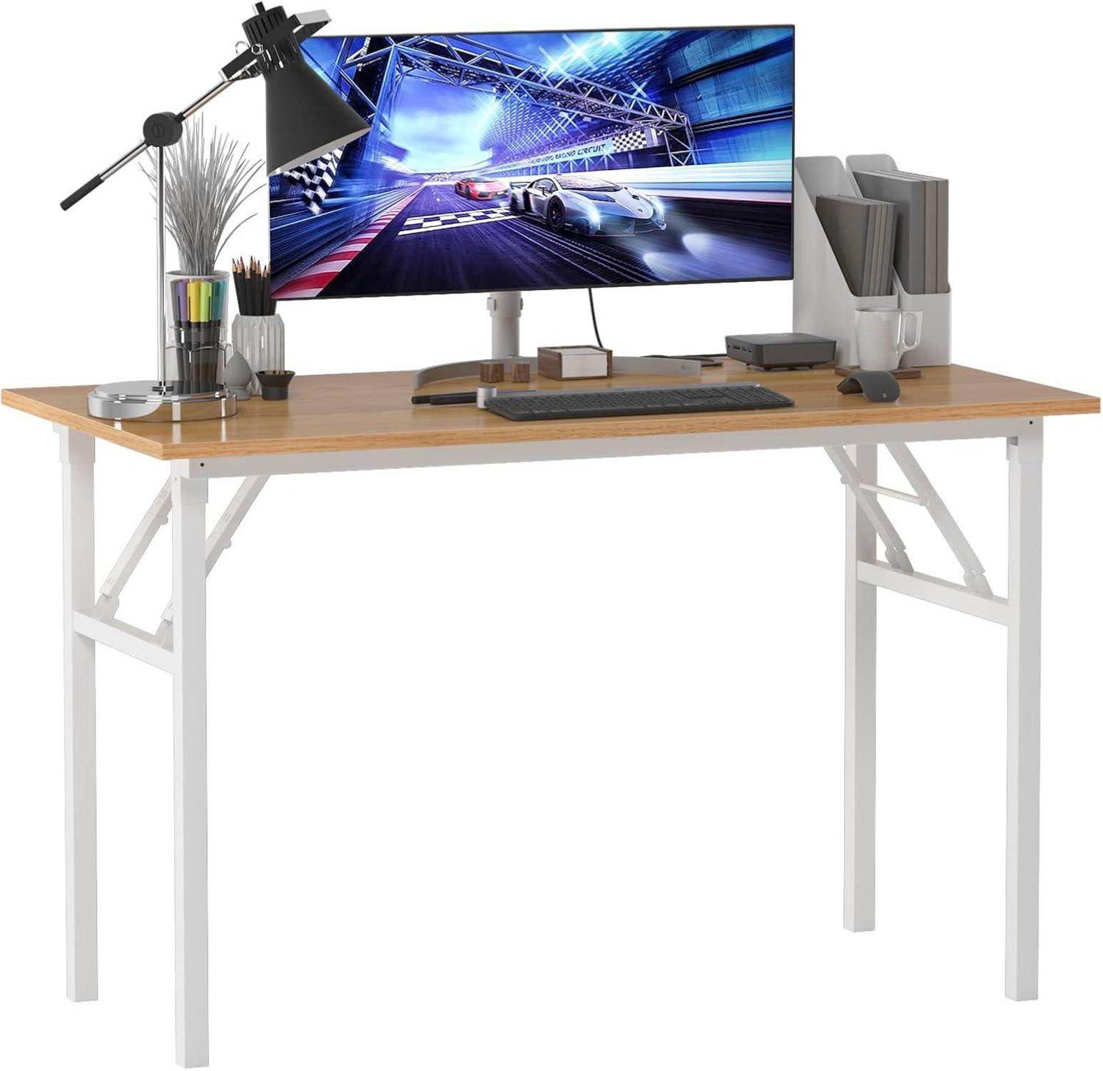 Klapptisch Computertisch 120x60cm PC Schreibtisch Büro Esstisch Teak