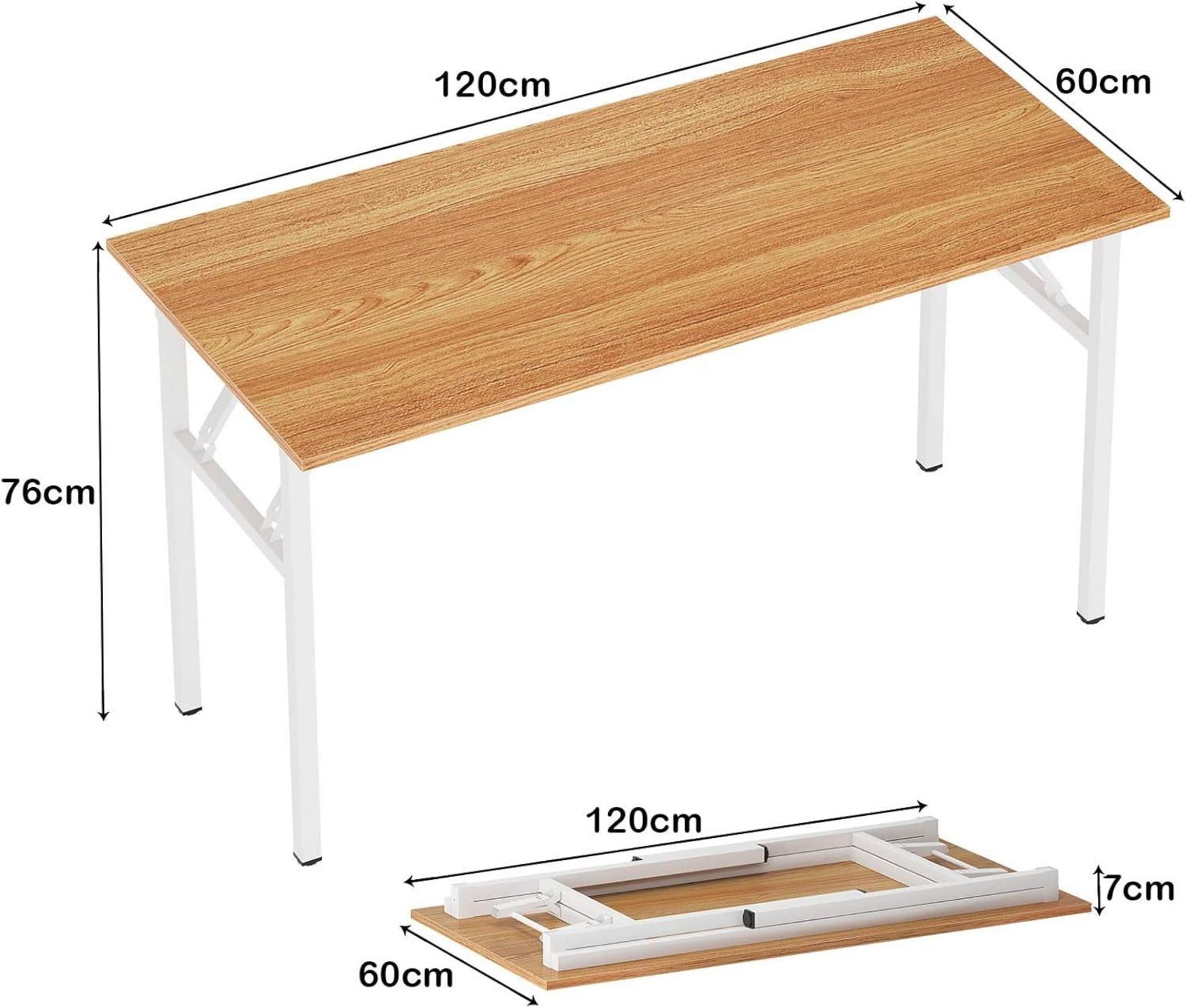 Klapptisch Computertisch 120x60cm PC Schreibtisch Büro Esstisch Teak