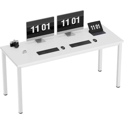 Schreibtisch 120x60 cm Weiß mit Metallgestell