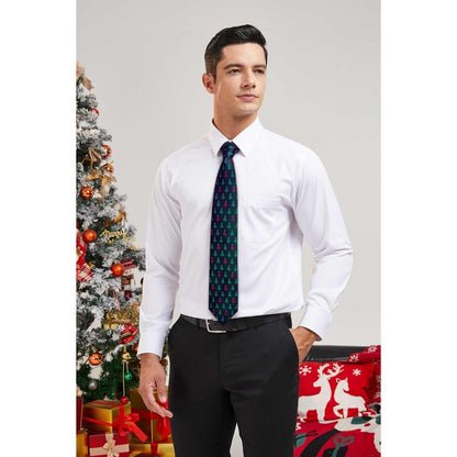 Herren Weihnachts Krawatte & Einstecktuch Set mit Baum Muster