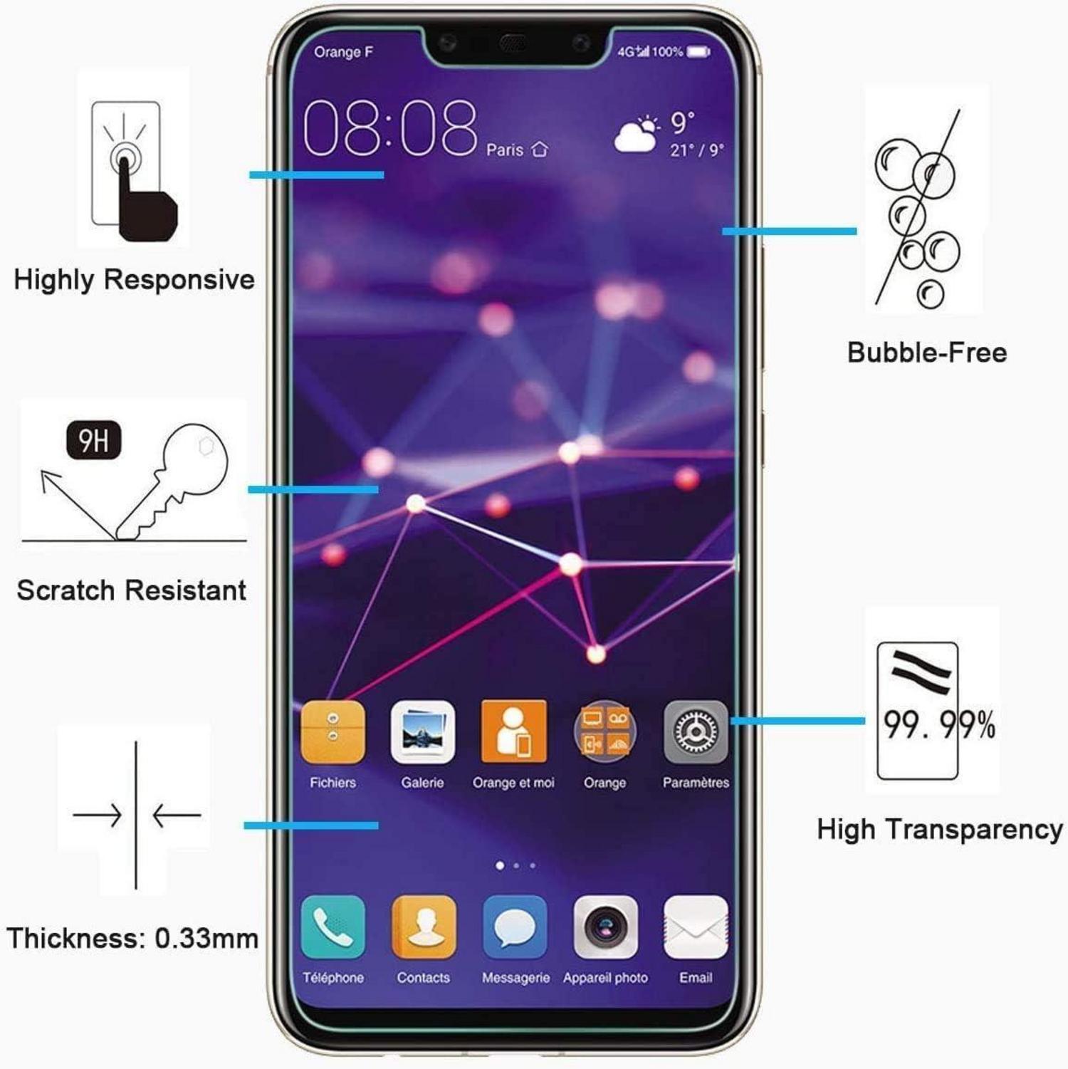 Panzer Schutz Glas Huawei Mate 20 lite Honor Play 3er Pack