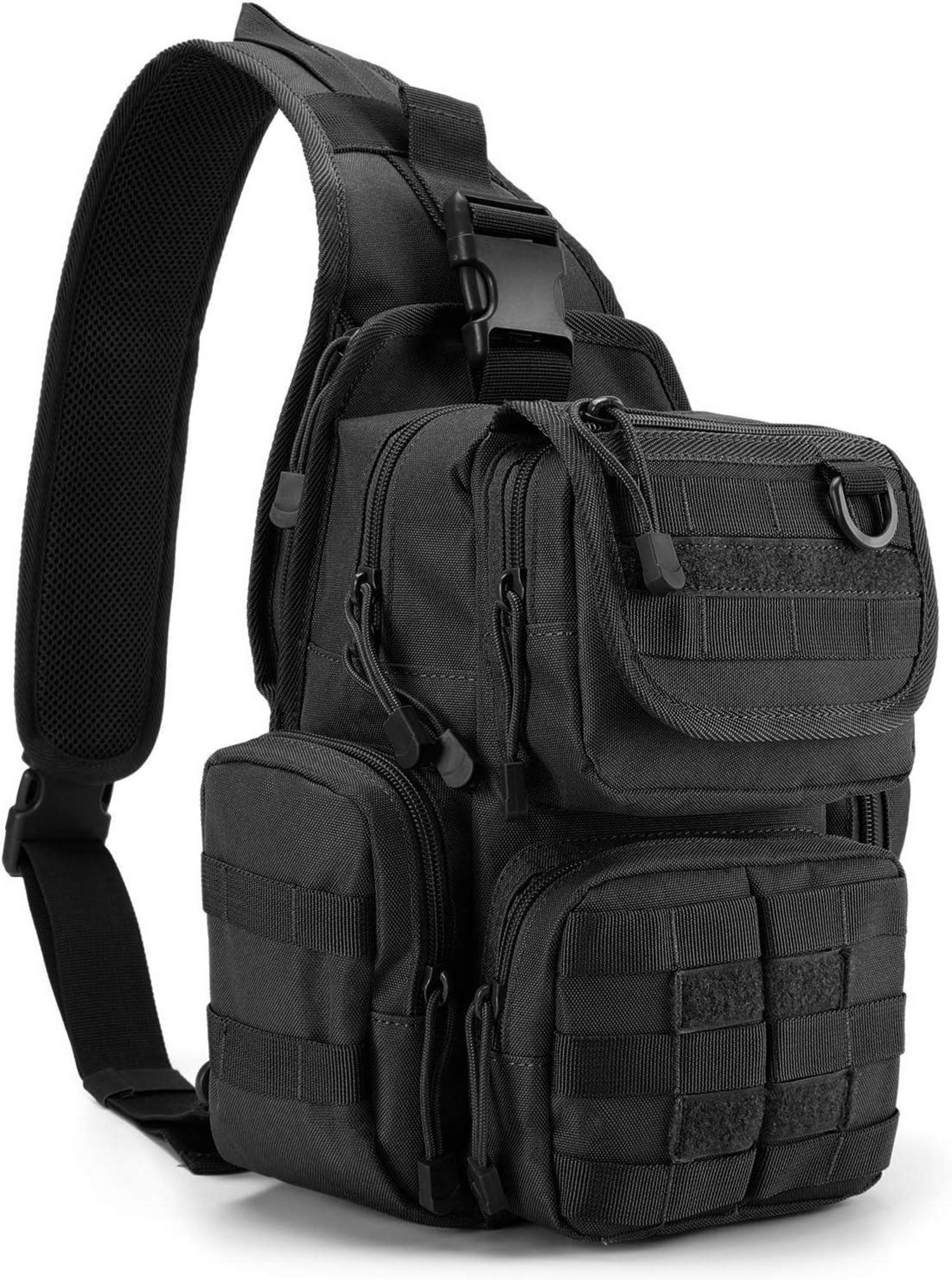 Taktische Brusttasche Military Schultertasche Crossbody Bag Schwarz