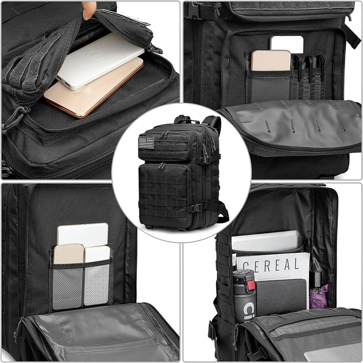 Militärischer Taktischer Rucksack 40L Outdoor Molle Assault Pack Schwarz