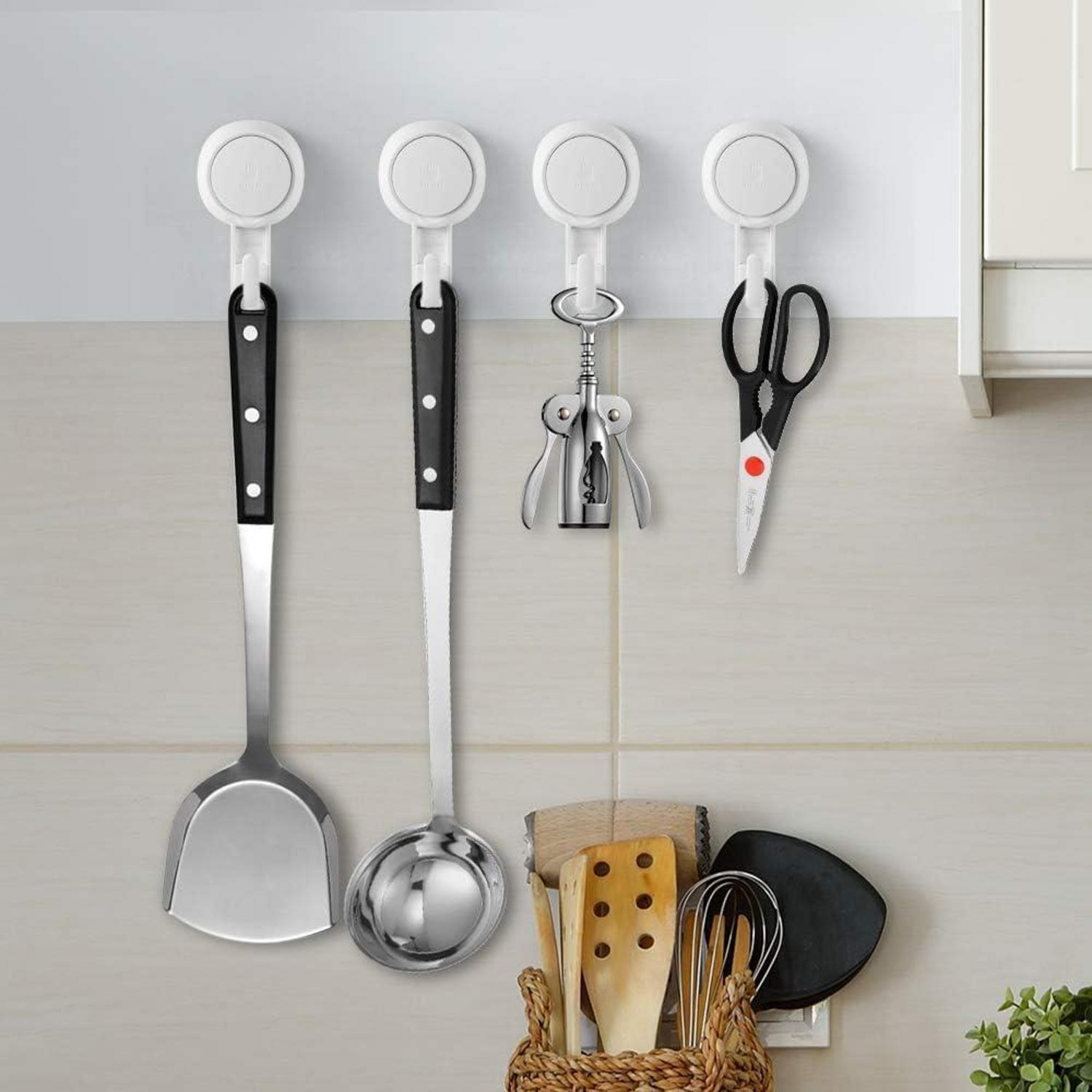 Luxear 4er Pack Saugnapf Haken Ohne Bohren - Extra Stark - Max 5KG