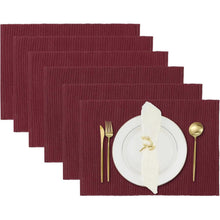 Tischsets 6er Set Poly Baumwolle Maron 19x13 Zoll