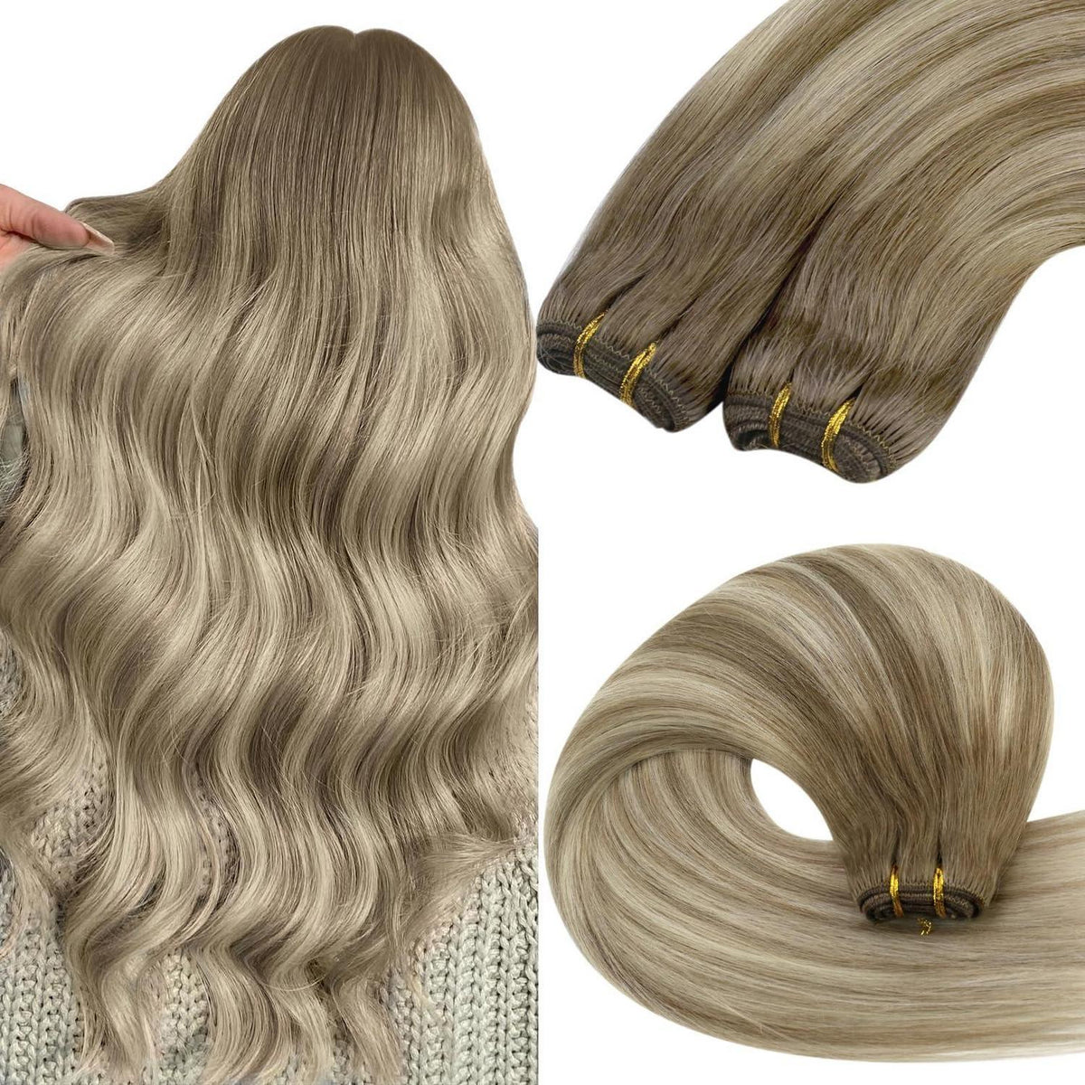 Echthaar Tressen Ombre Blond 35cm – Volumenspendend & Langanhaltend