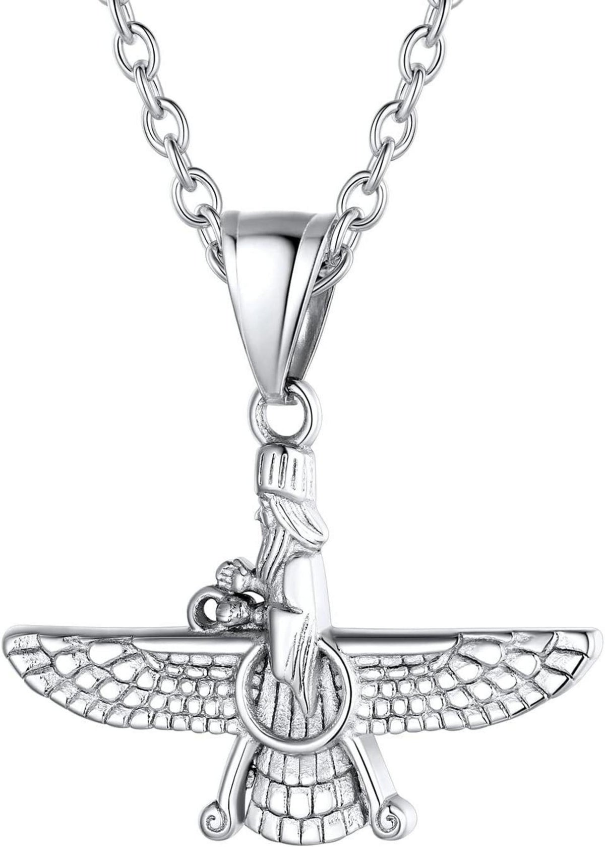 Faravahar Forouhar Anhänger Halskette Edelstahl Zoroastrismus Amulett