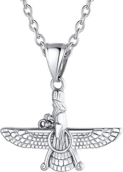 Faravahar Forouhar Anhänger Halskette Edelstahl Zoroastrismus Amulett