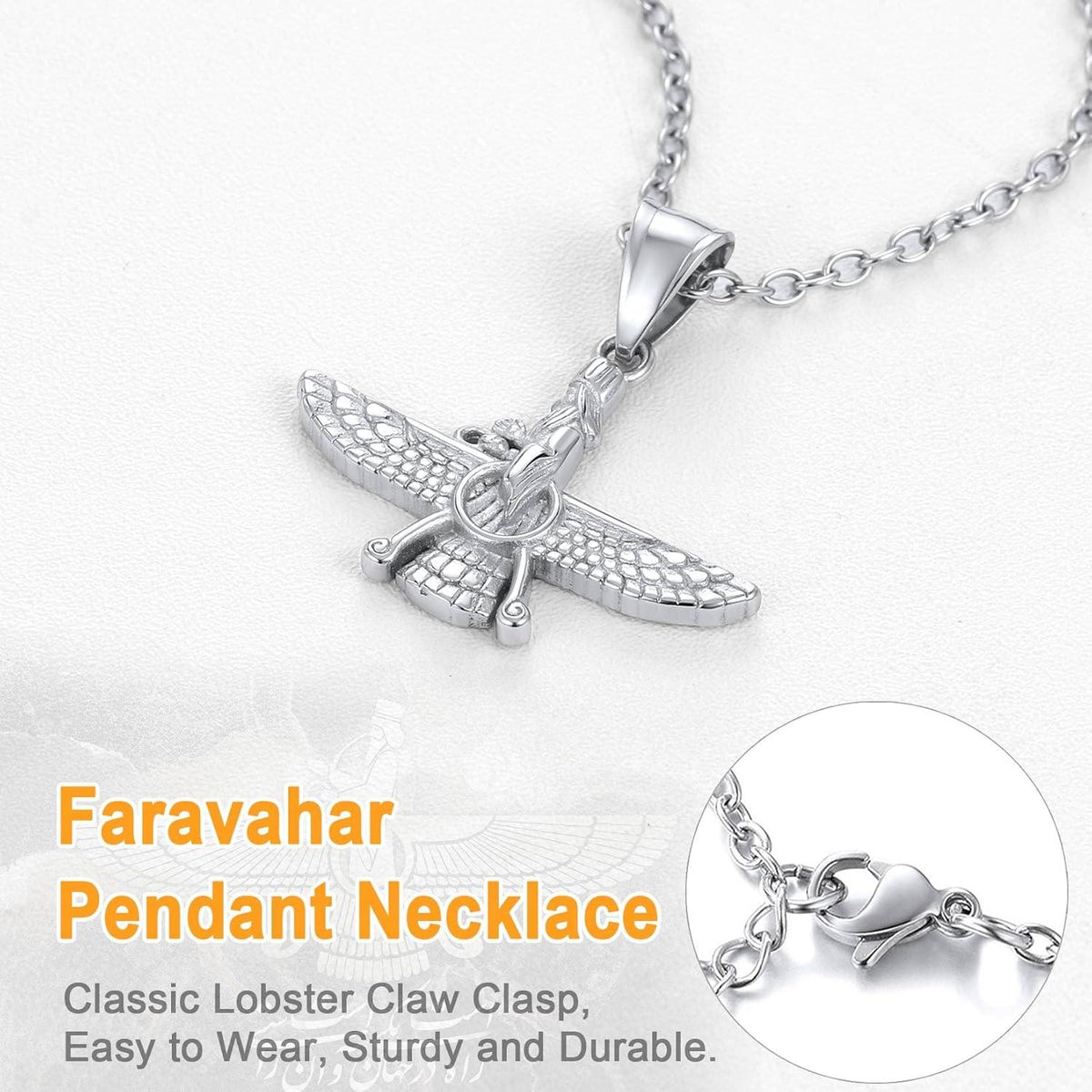 U7 Faravahar Anhänger Halskette Edelstahl Zoroastrismus Amulett Männer Persisch