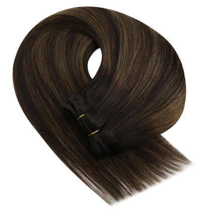 Braun Ombre Echthaar Tressen 35cm – Remy Weft Extensions