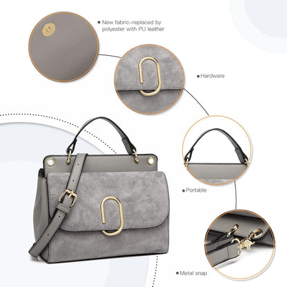 Elegante Damen Schultertasche Kunstleder Grau