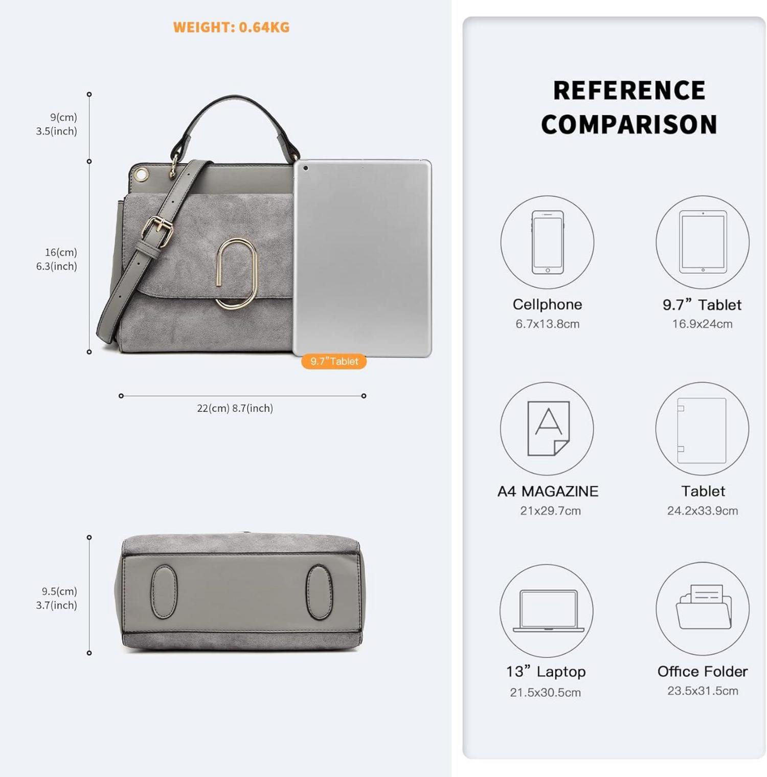 Elegante Damen Umhängetasche Schultertasche Klein Grau