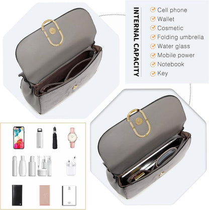 Elegante Miss Lulu Schultertasche Grau Klein Damen PU-Leder
