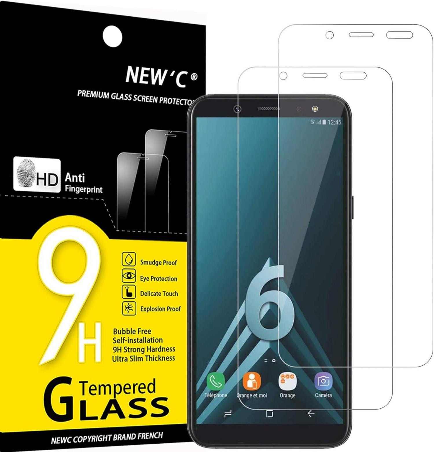 Panzer Schutz Glas für Samsung Galaxy A6 2 Stück 9H Härte